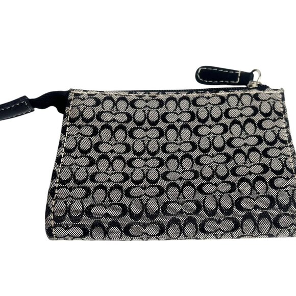 VTG Coach Coin Purse Black Grey Signature Mini C Wallet Card Case - Picture 1 of 4